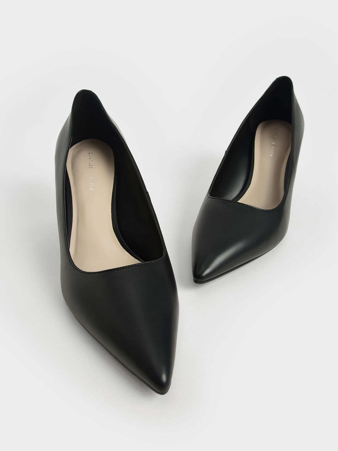 Sepatu Pumps Mid Heel Pointed Toe, Black, hi-res