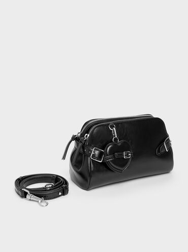 Tas Bahu Heart-Charm Nellie, Noir, hi-res