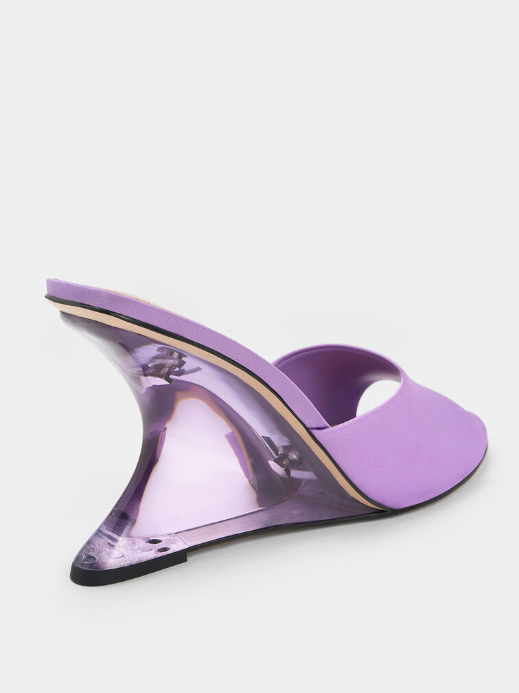Sepatu Wedges Recycled Polyester Sculptural Heel, Purple, hi-res