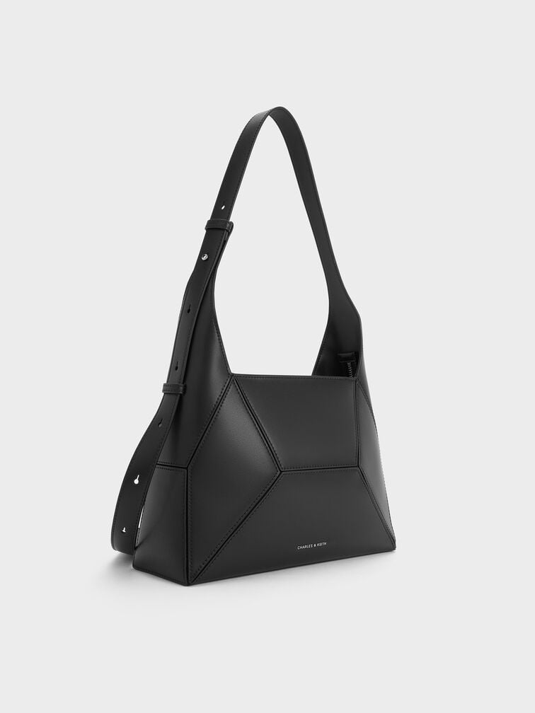Nasrin Geometric Hobo Bag, Noir, hi-res