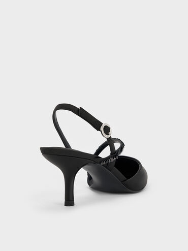 Sepatu Pumps Slingback Sequinned Briella, Black Textured, hi-res