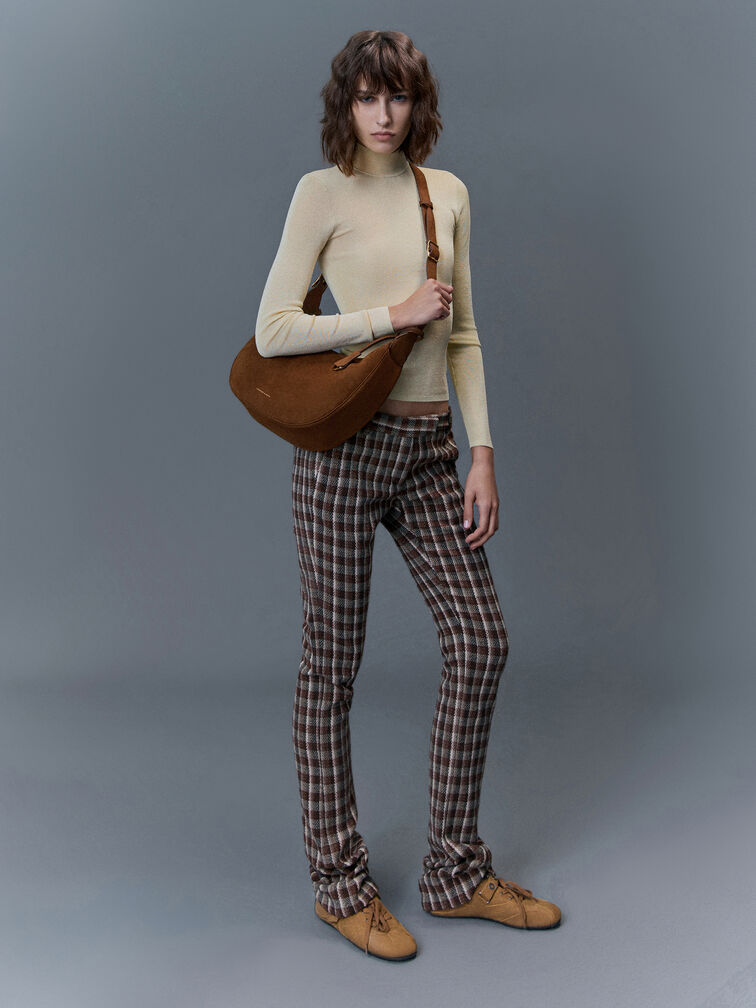 Tas Hobo Faux Suede Vega Large, Pecan Brown, hi-res