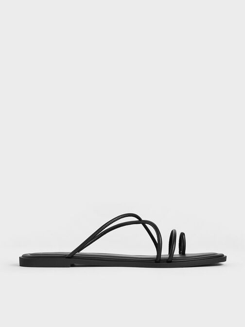 Sandal Strappy Toe-Ring Meadow, Black, hi-res