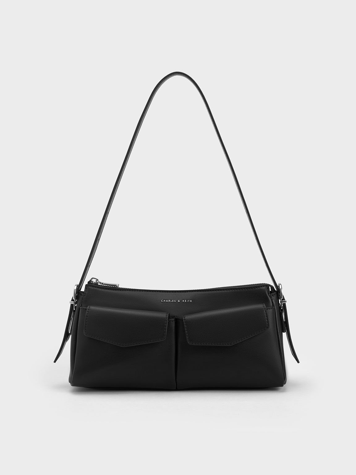 Double Pouch Shoulder Bag, Black, hi-res