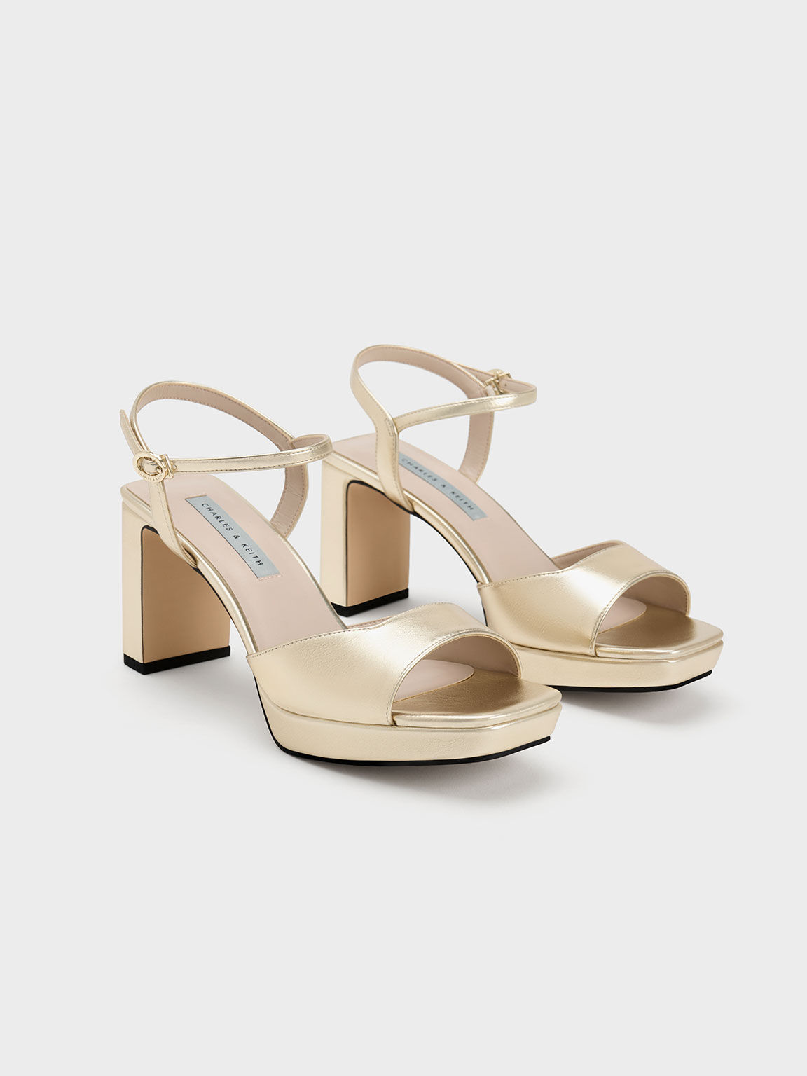 Gold Metallic Blade Heel Platform Sandals CHARLES KEITH ID