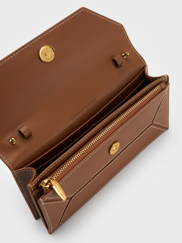 Dompet Panjang Geometris Nasrin, Chocolate, hi-res