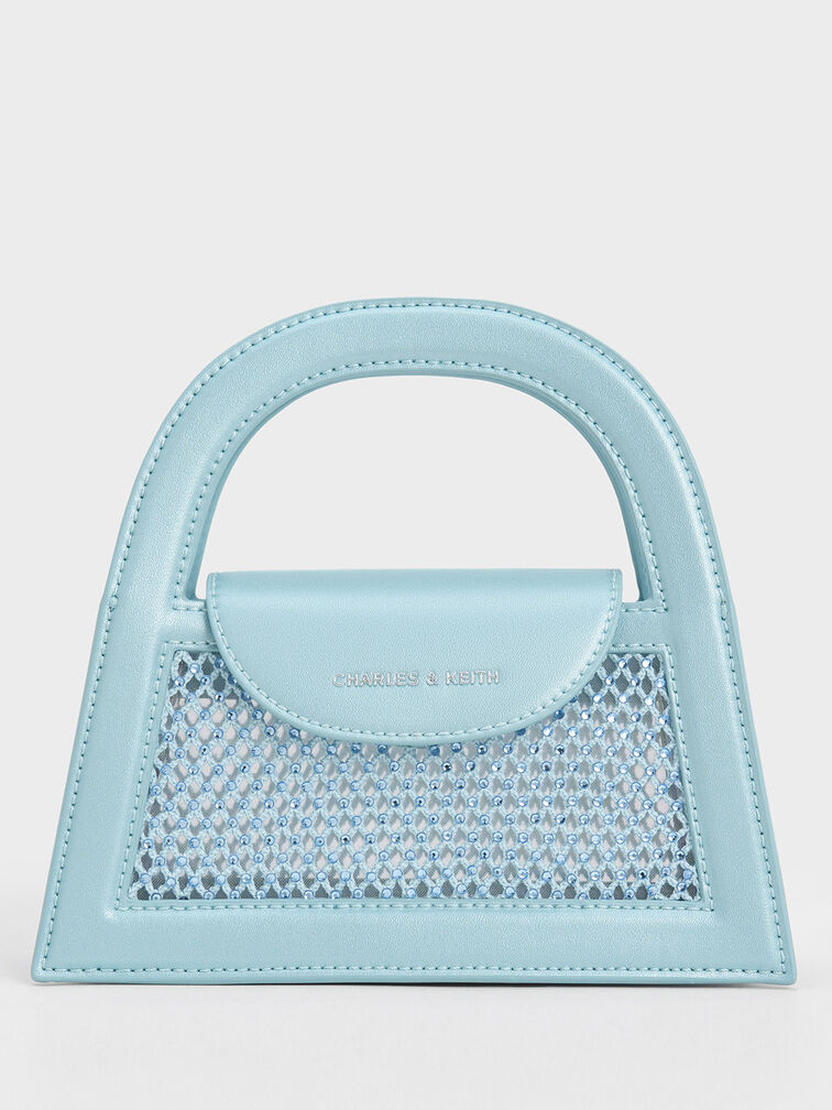 Este Crystal-Embellished Top Handle Bag, Light Blue, hi-res