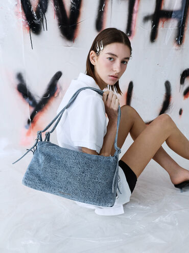 Tas Bahu Slouchy Rey Denim, Denim Blue, hi-res
