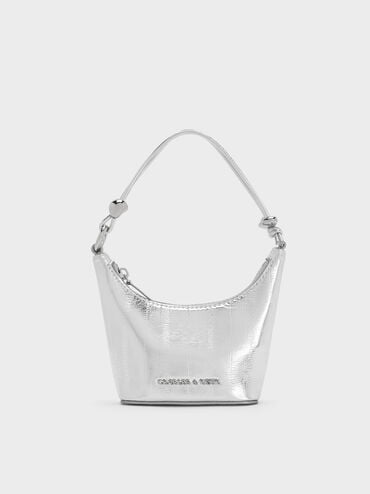 Tas Chain-Handle Eel-Effect Augustine Micro Metallic, Silver, hi-res