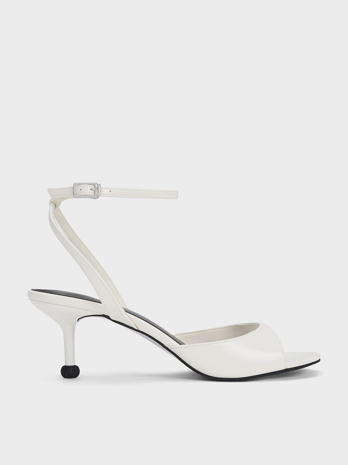 White Sculptural Heel Ankle Strap Pumps CHARLES KEITH ID