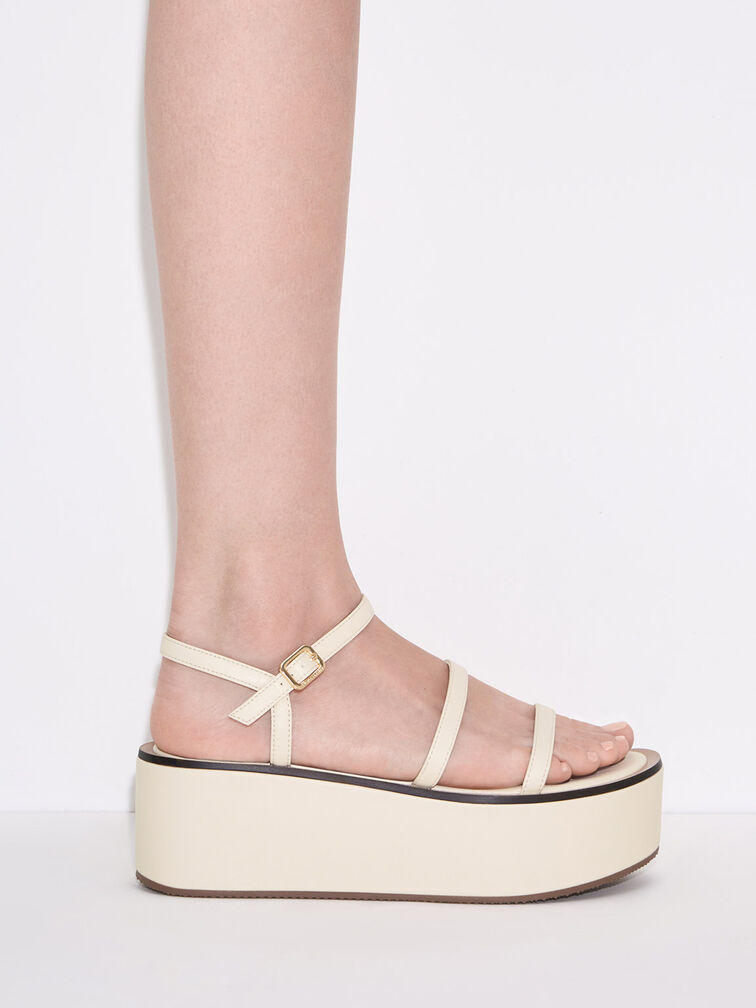 Sandal Flatform Wedge Strappy, Chalk, hi-res
