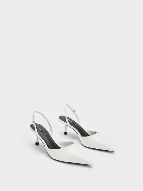 Sepatu Pumps Slingback Sculptural Heel, White, hi-res