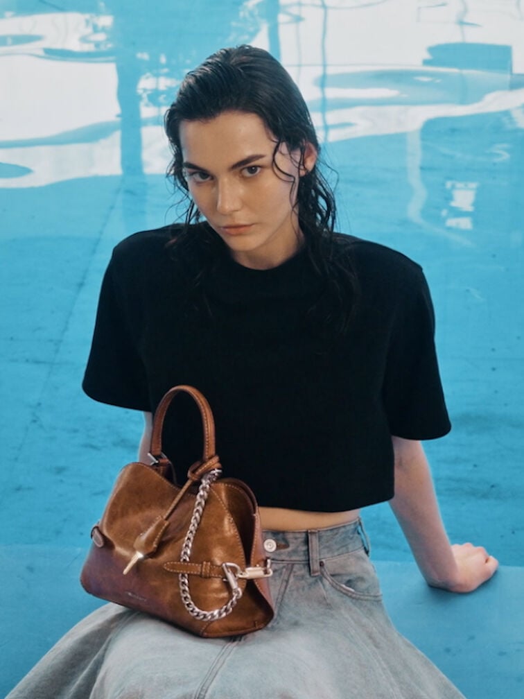 Tas Tote Side-Belt Chain Delfina, Distressed Tan, hi-res