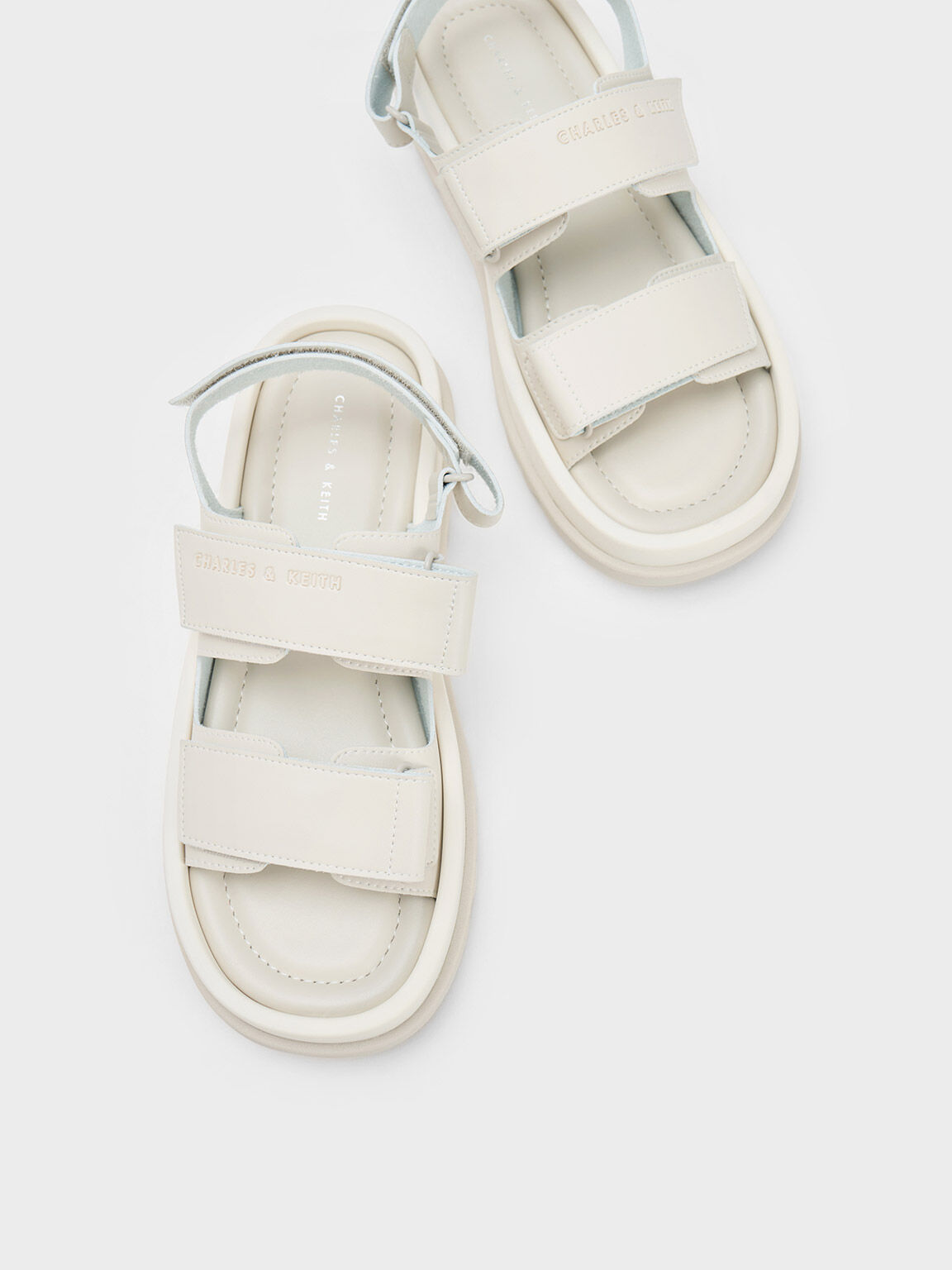Buckled Sports Sandals, White, hi-res