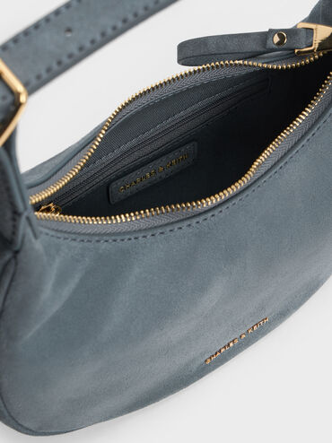 Vega Faux Suede Hobo Bag, Smoky Blue, hi-res