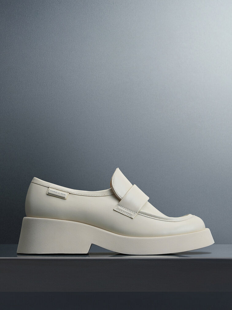 Giselle Strap Chunky Patent Loafers, Cream, hi-res