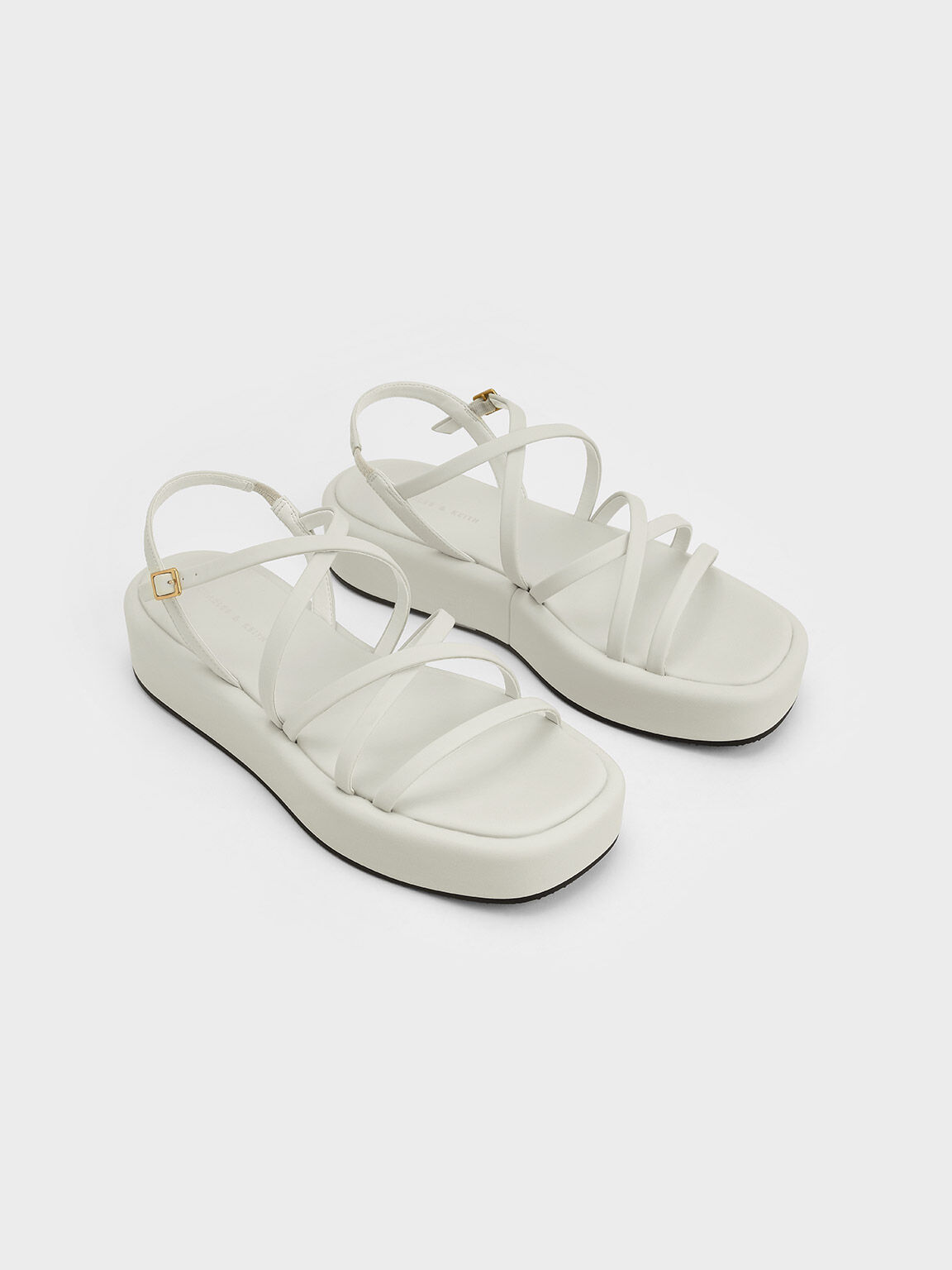 Sandal Flatform Strappy Padded, White, hi-res