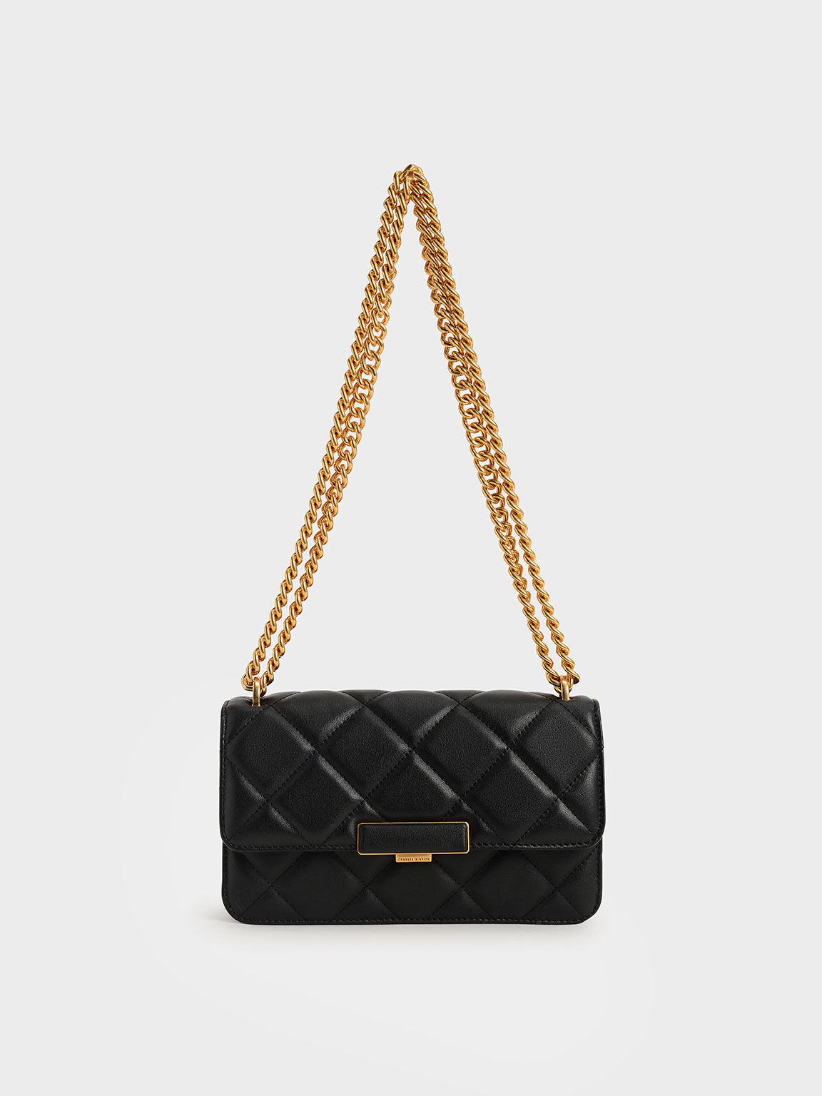 Tas Chain-Handle Quilted Leather, Black, hi-res
