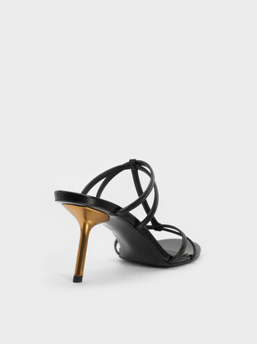 Sepatu Mules Strappy T-Bar Crossover, Black Box, hi-res