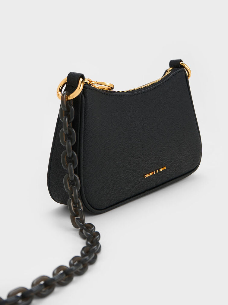 Alcott Scarf Chain-Link Bag, Black, hi-res