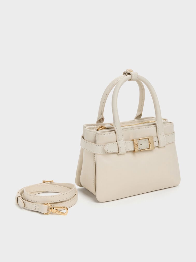 Tas Tote Belted Jody Leather, Chalk, hi-res