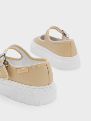Two-Tone Mary Jane Sneakers, Beige, hi-res