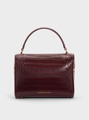 Tas Vanity Croc-Effect Pansy, Wineberry Red, hi-res