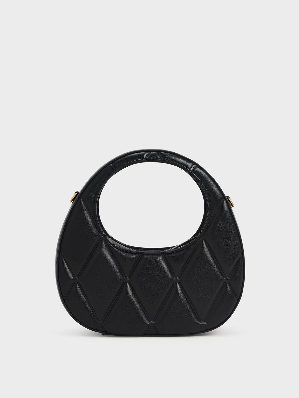 Candy Quilted Crescent Bag, Black, hi-res