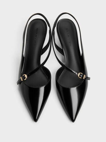 Sepatu Pumps Slingback D'Orsay Asimetris, Black Box, hi-res