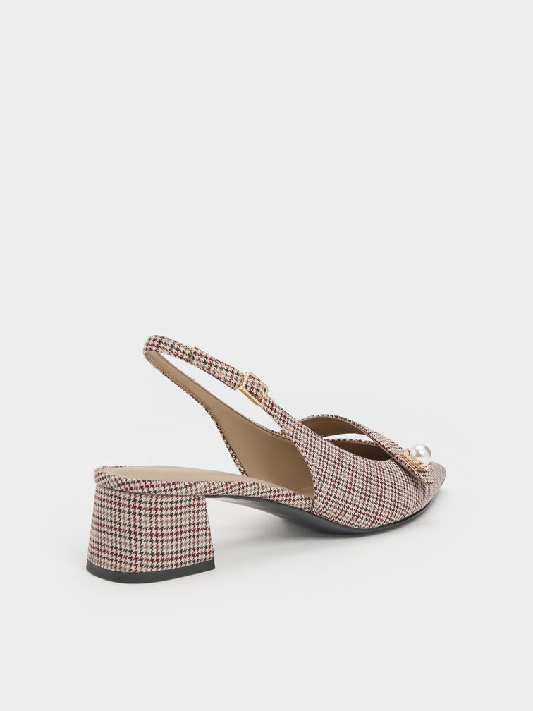 Sepatu Pumps Slingback Pearl Checkered Marie, Multi, hi-res
