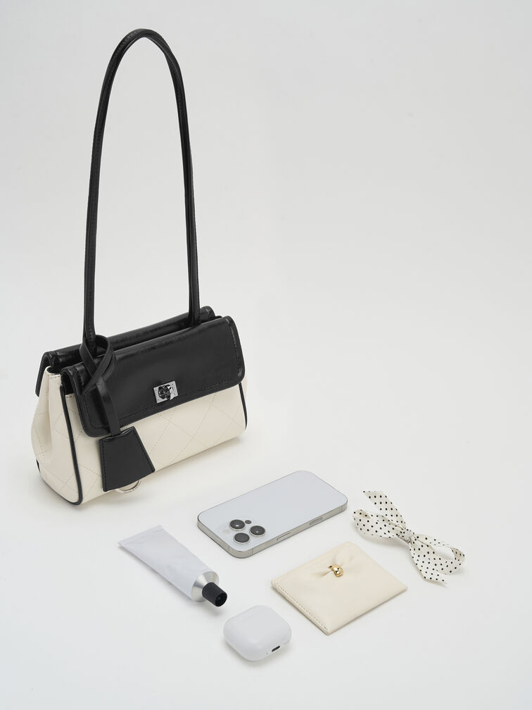 Tas Tote Quilted Apfra Two-Tone, Multi Cream, hi-res