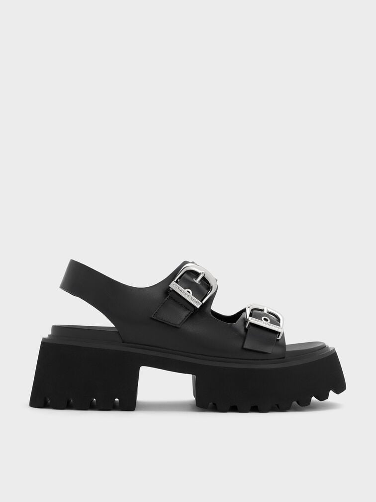 Nadine Slingback Platform Sandals, Black, hi-res