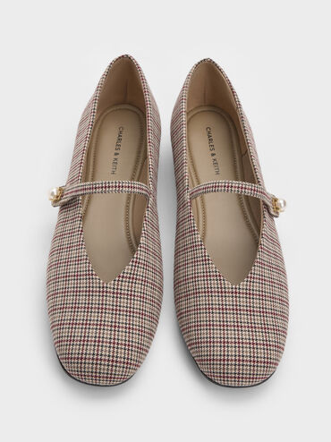 Marie Checkered Pearl Mary Jane Flats, Multi, hi-res