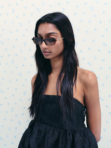 Kacamata Rectangular Knot Sable, T. Shell, hi-res