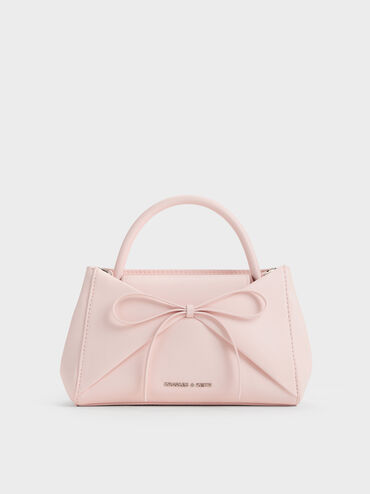 Tas Top Handle Panelled Bow Hazel, Soft Pink, hi-res