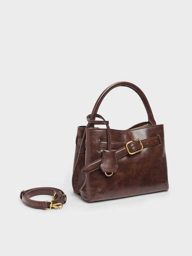 Tas Top Handle Victoria Belted, Distressed Coffee, hi-res