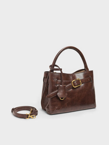 Tas Top Handle Victoria Belted, Distressed Coffee, hi-res