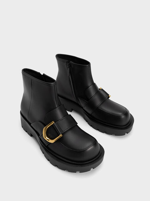Sepatu Boots Ankle Loafer Gabine, Black, hi-res