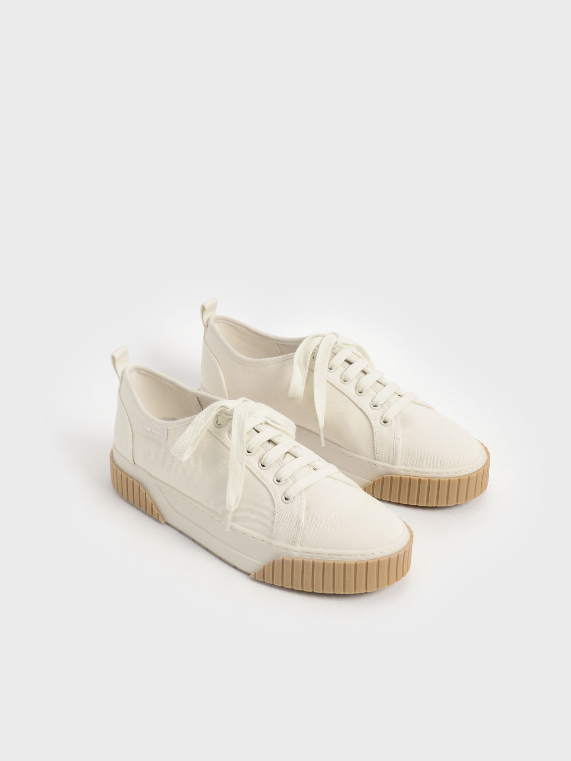Sepatu Sneakers Recycled Cotton Low-Top, Cream, hi-res