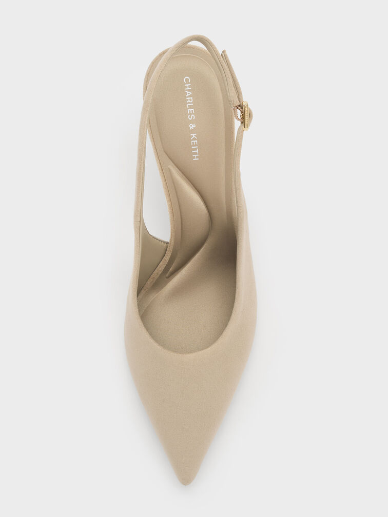 Sepatu Pumps Slingback Faux Suede Emelia, Beige, hi-res