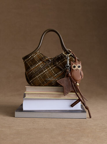 Tas Top Handle Tubular Bow Checkered Hazel, Multi, hi-res