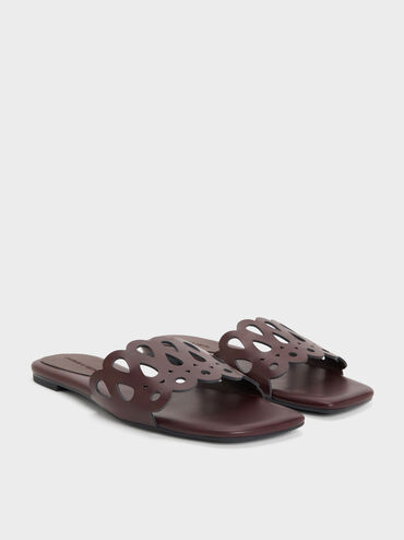 Sandal Slide Cut-Out, Maroon, hi-res