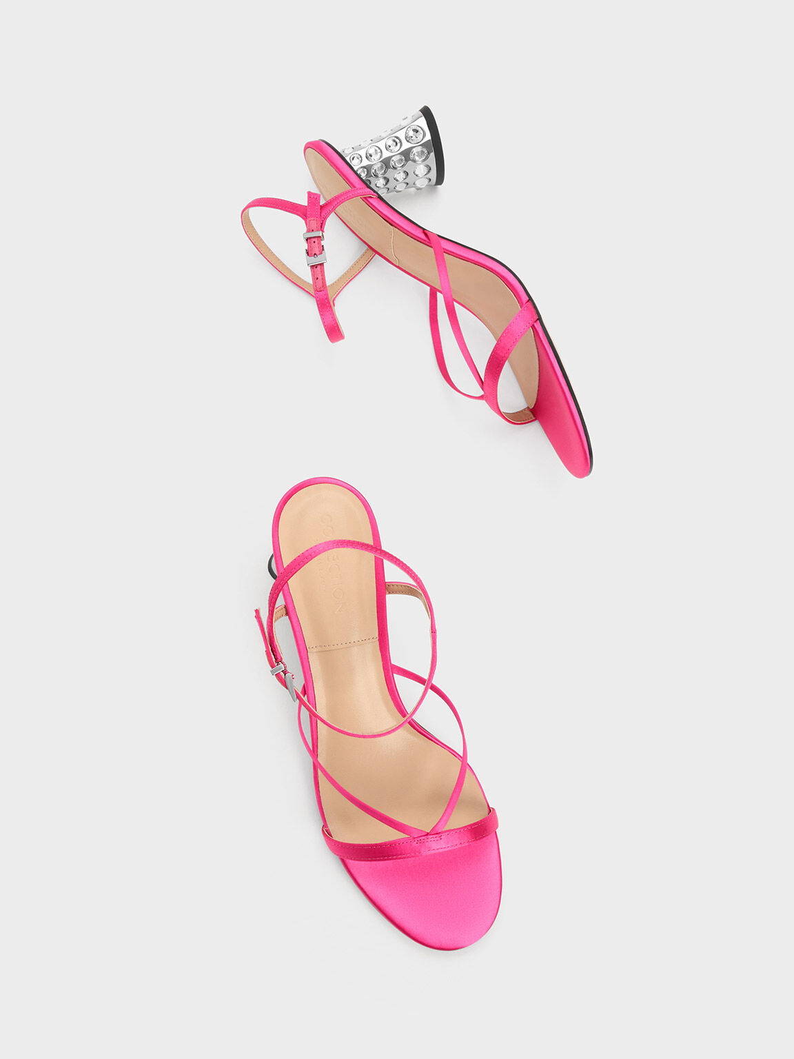 Sandal Strappy Gem-Embellished, Pink, hi-res