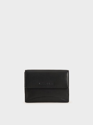 Mini Snap Button Wallet, Black, hi-res