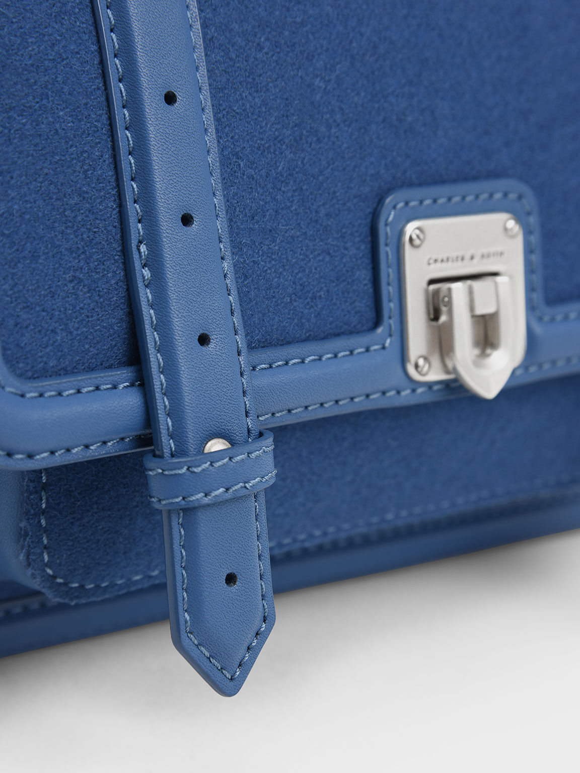 Enola Felt Chain Handle Satchel Bag, Blue, hi-res