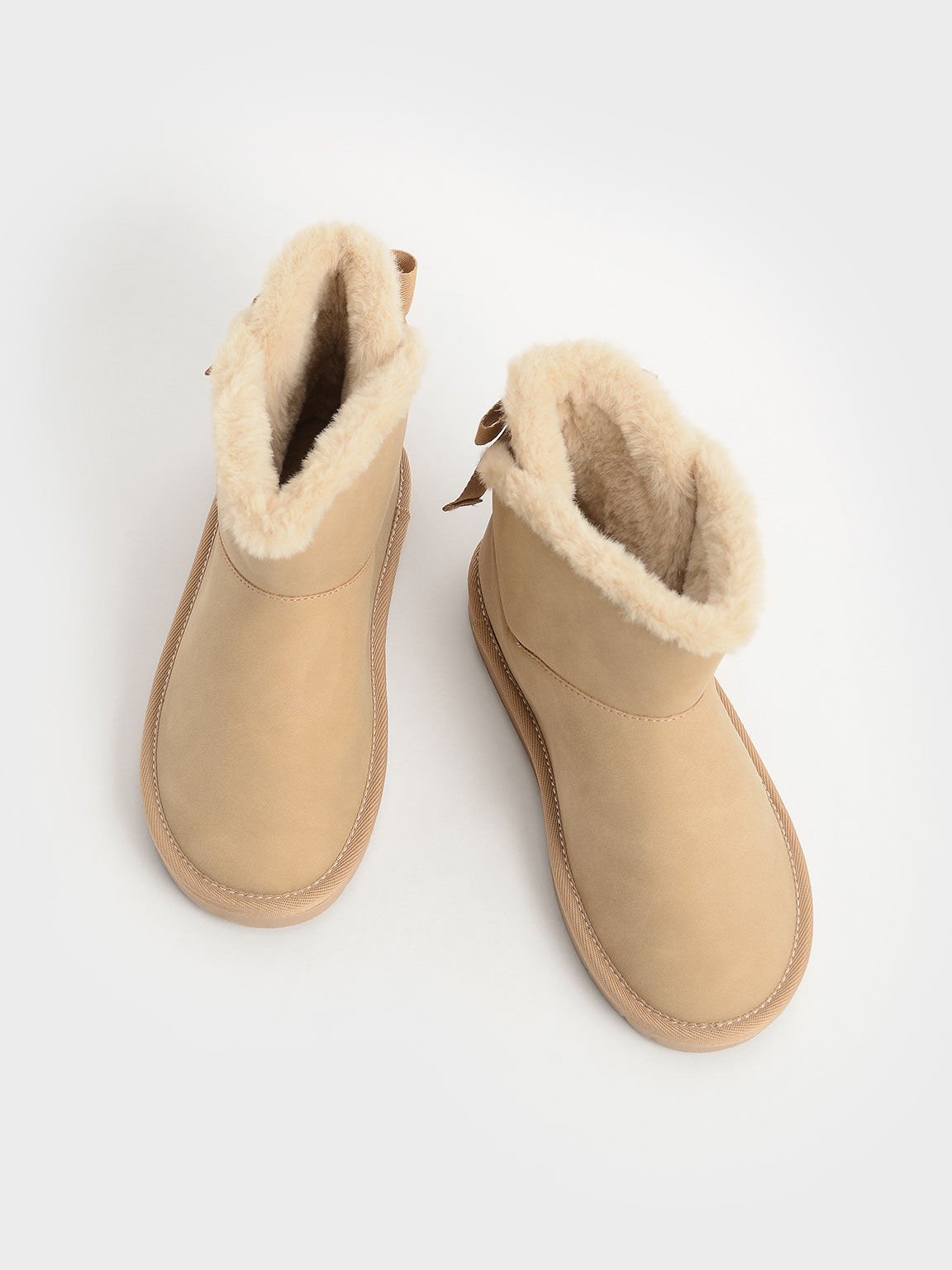 Girls' Fur-Trimmed Slip-On Ankle Boots, Camel, hi-res