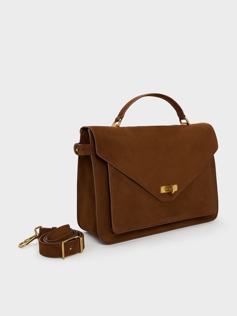 Chance Turn-Lock Top-Handle Bag, Pecan Brown, hi-res