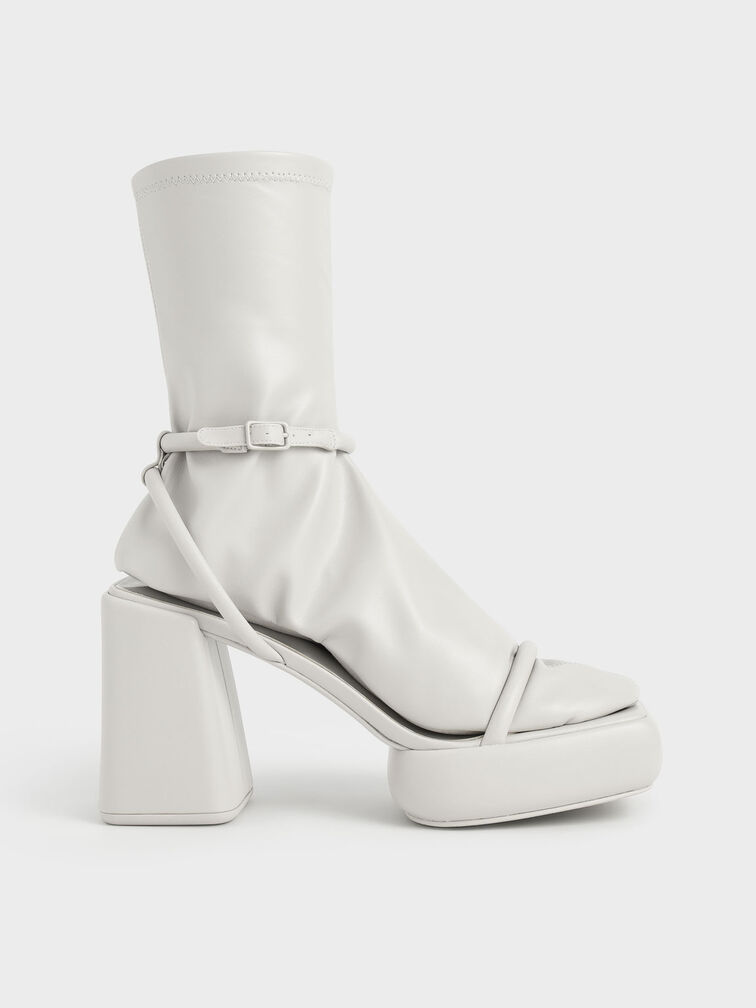 Sepatu Lucile Platform Calf Boots, Grey, hi-res
