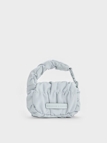 Gantungan Tas Ruched Micro Nylon Klio, Sea Salt Blue, hi-res
