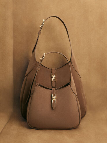 Mini Adalyn Recycled Suede Hobo Bag, Mocha Brown, hi-res